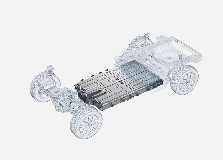 Një paketë e madhe <span>e qelizave të baterisë në module</span>